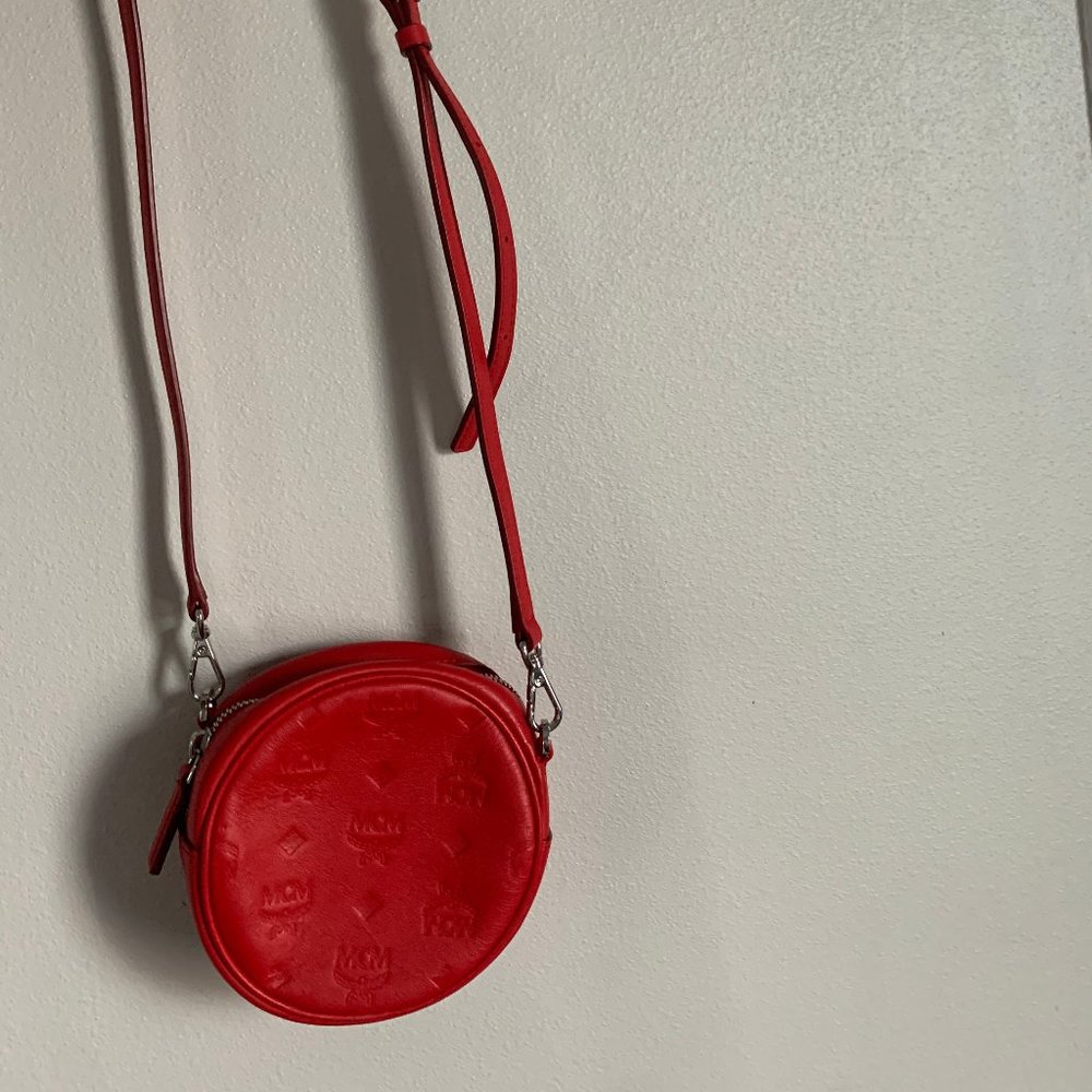 Authentic Red Monogrammed MCM Bag